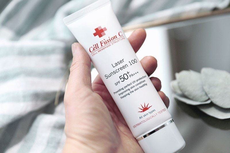 Cell Fusion C laser sunscreen 100 SPF 50/PA/+++ màu đỏ